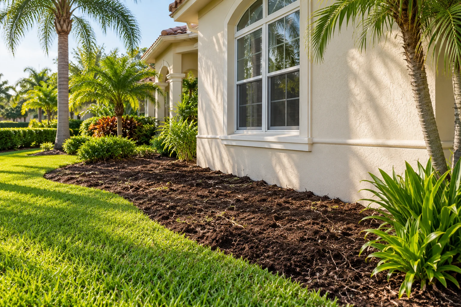 Open planting bed beside a Florida home